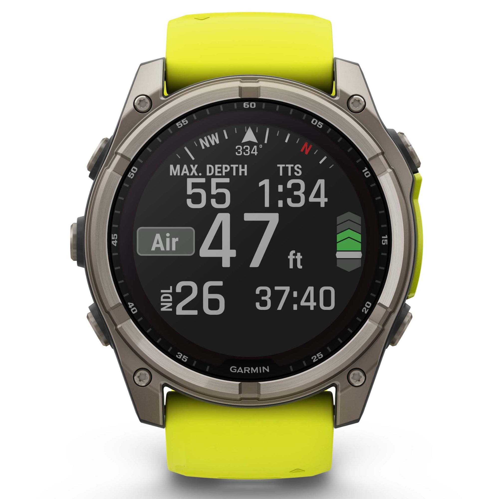 Montre Garmin Fénix 8 Sapphire Solar Edition Titane Titanium bracelet jaune-graphite 51 mm