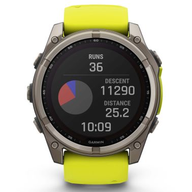 Montre Garmin Fénix 8 Sapphire Solar Edition Titane Titanium bracelet jaune-graphite 51 mm