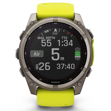 Garmin Fenix 8 Sapphire Solar Edition Titanium Titanium watch yellow/graphite silicone strap 51 mm