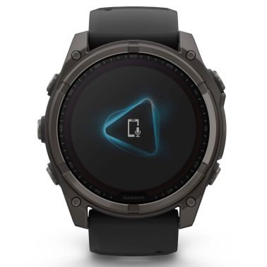 Montre Garmin Fénix 8 Sapphire Solar Edition Titane Carbon Gray DLC bracelet silicone noir 51 mm