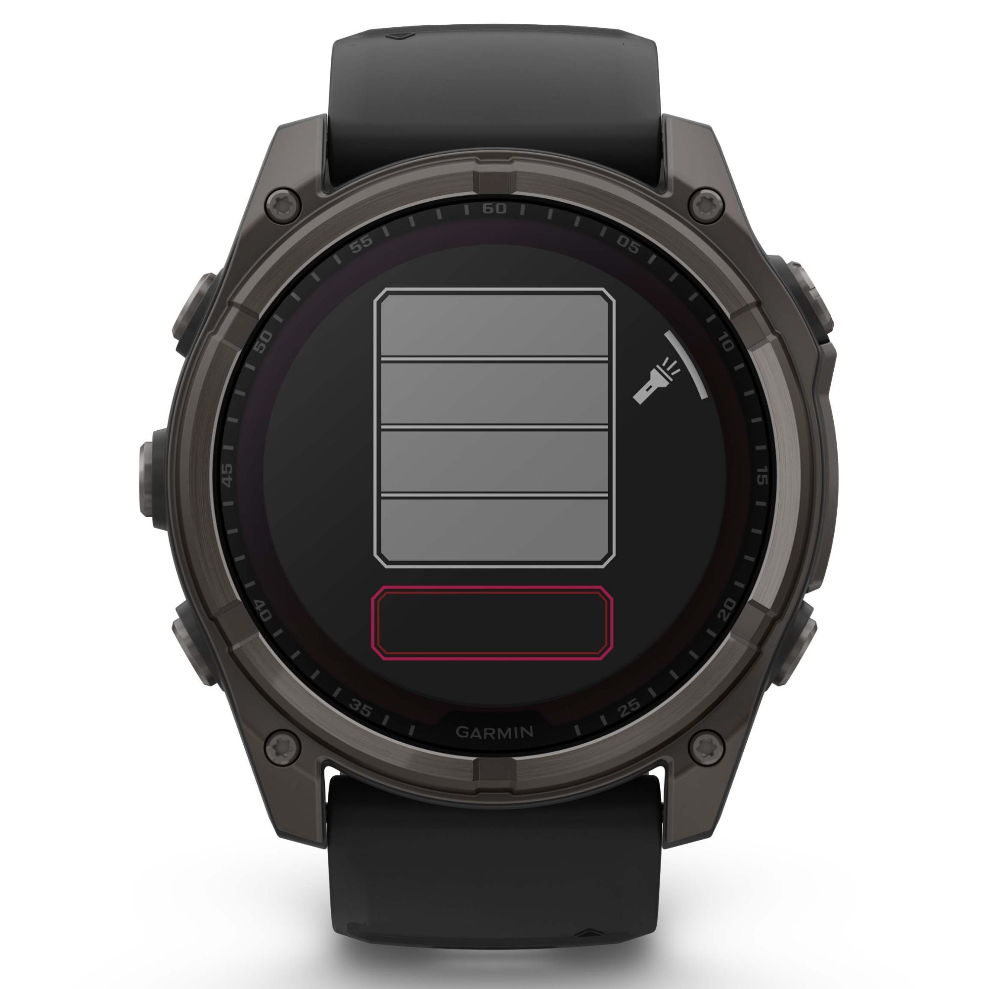 Montre Garmin Fénix 8 Sapphire Solar Edition Titane Carbon Gray DLC bracelet silicone noir 51 mm