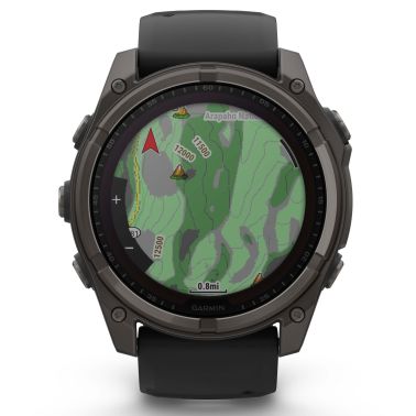 Montre Garmin Fénix 8 Sapphire Solar Edition Titane Carbon Gray DLC bracelet silicone noir 51 mm