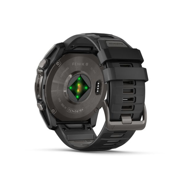 Garmin Fenix 8 AMOLED Sapphire Titanium Carbon Gray DLC black silicone strap 51 mm watch