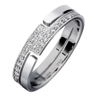 Bague Dinh Van Seventies petit modèle en or blanc et pavage diamants