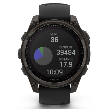 Garmin Fenix 8 Sapphire Solar Edition Titanium Carbon Gray DLC watch black silicone strap 47 mm