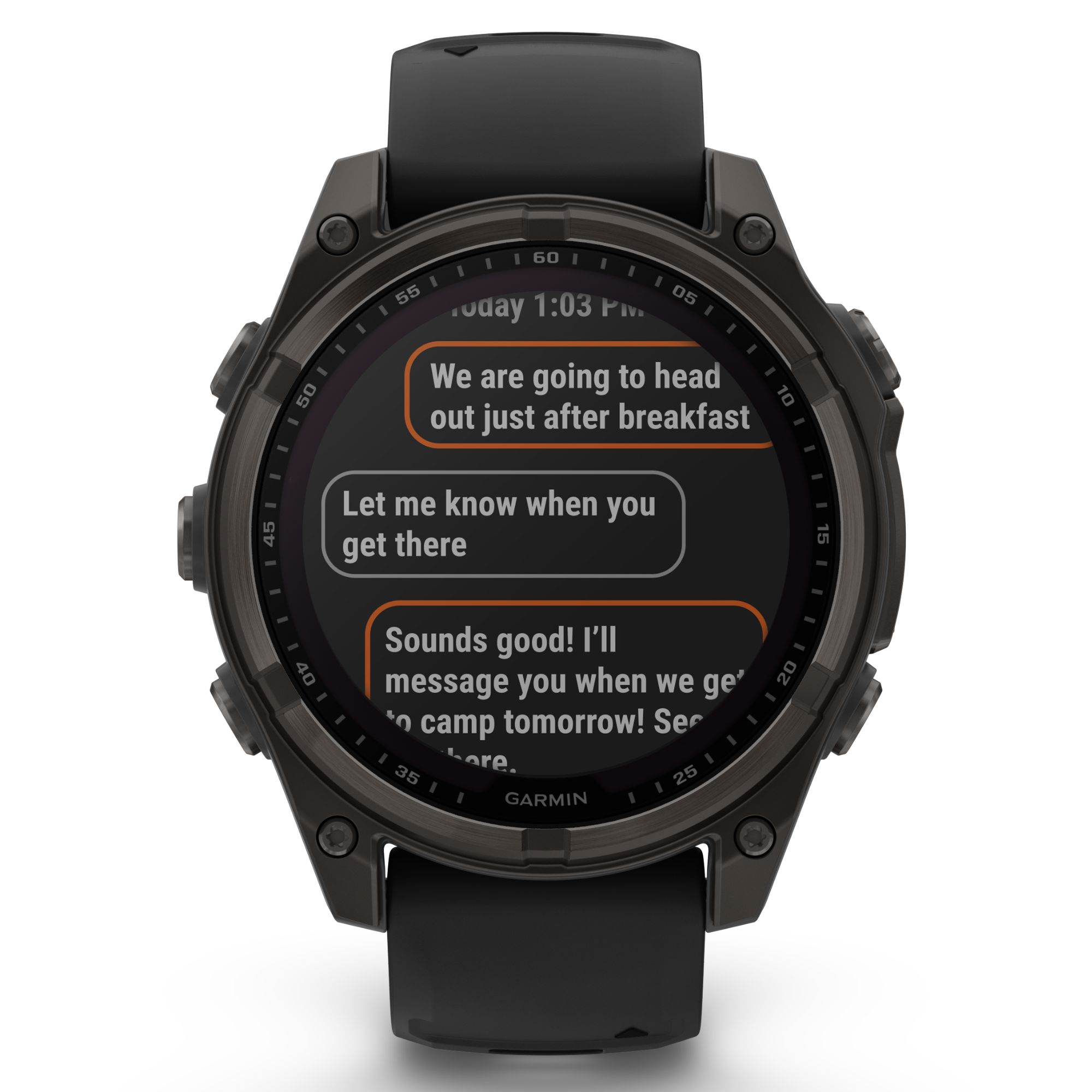 Montre Garmin Fénix 8 Sapphire Solar Edition Titane Carbon Gray DLC bracelet silicone noir 47 mm