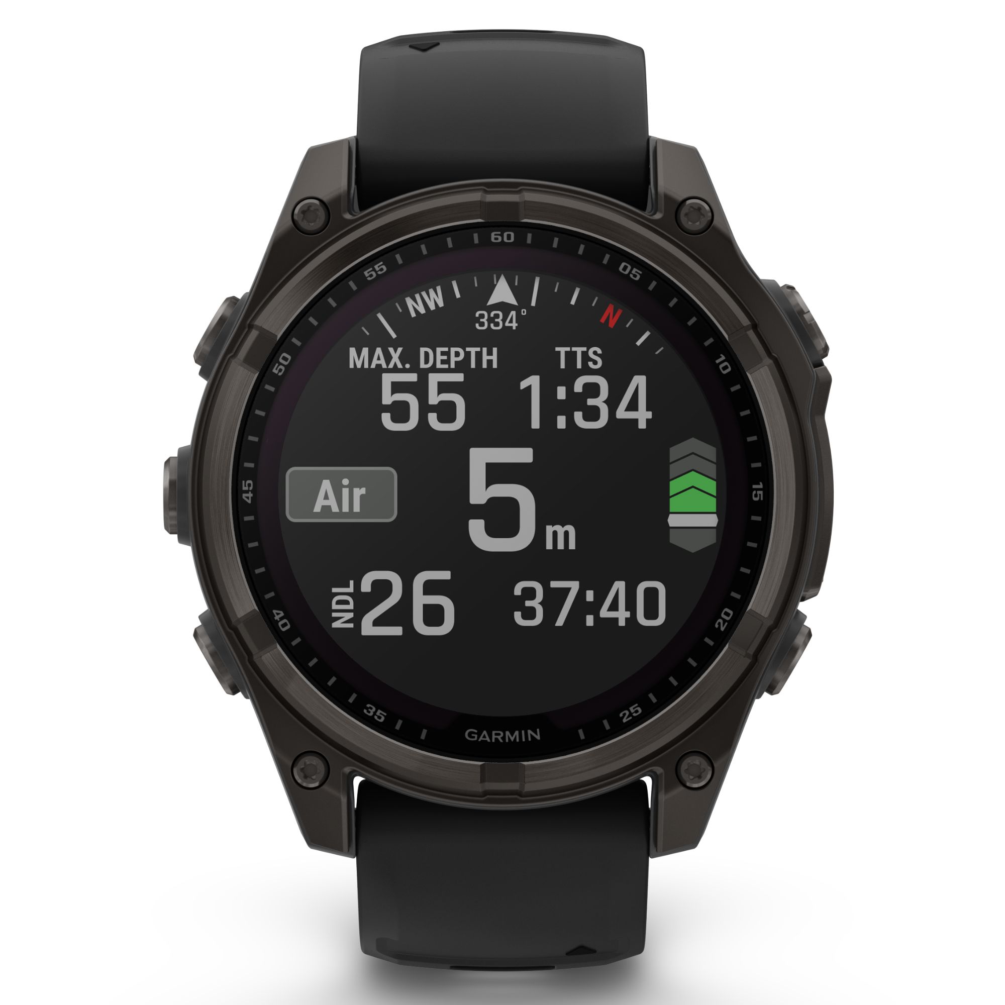 Montre Garmin Fénix 8 Sapphire Solar Edition Titane Carbon Gray DLC bracelet silicone noir 47 mm