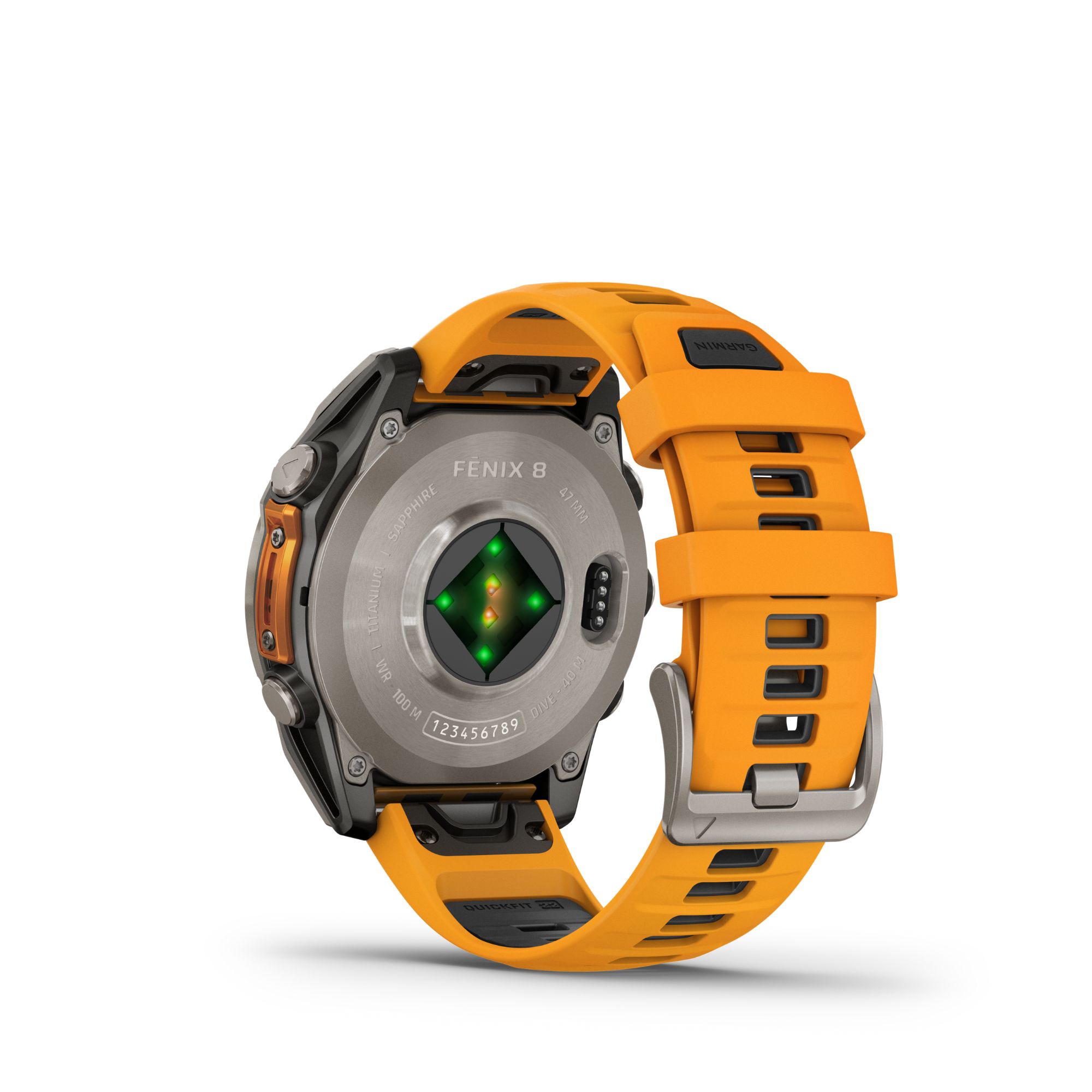 Montre Garmin Fénix 8 AMOLED Sapphire Titane Titanium bracelet orange-graphite 47 mm