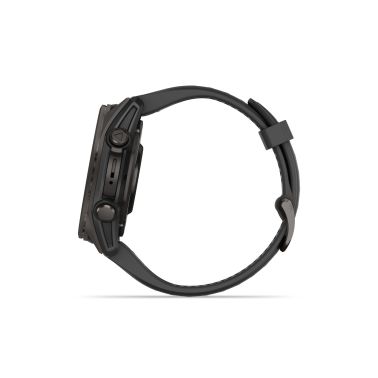 Montre Garmin Fénix 8 AMOLED Sapphire Titane Carbon Gray DLC bracelet silicone noir 43 mm