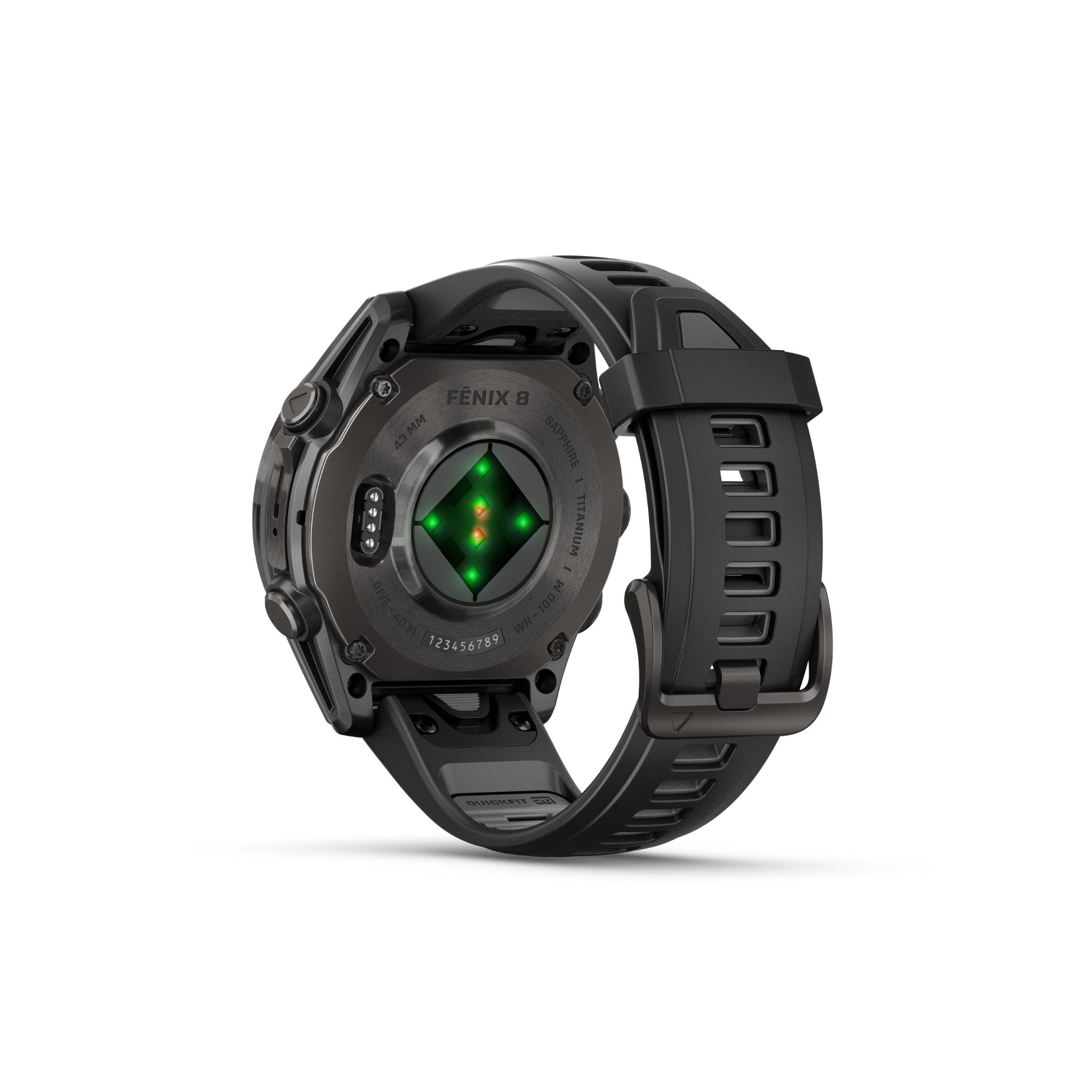 Montre Garmin Fénix 8 AMOLED Sapphire Titane Carbon Gray DLC bracelet silicone noir 43 mm