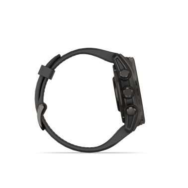Montre Garmin Fénix 8 AMOLED Sapphire Titane Carbon Gray DLC bracelet silicone noir 43 mm