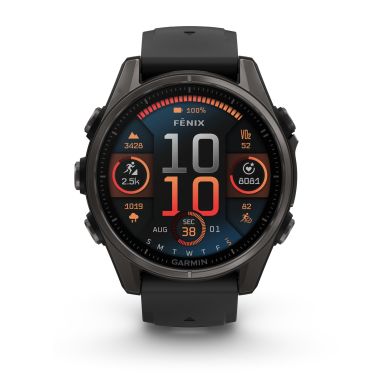 Garmin Fenix 8 AMOLED Sapphire Titanium Carbon Gray DLC black silicone strap 43 mm watch Lepage