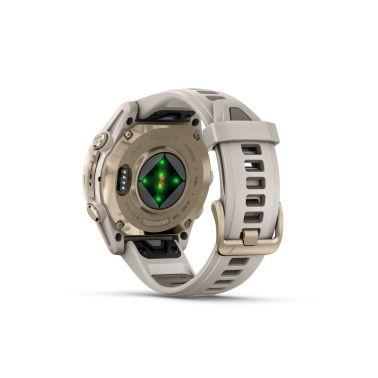 Montre Garmin Fénix 8 AMOLED Sapphire Titane Soft Gold bracelet silicone gris cendré 43 mm