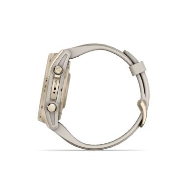 Montre Garmin Fénix 8 AMOLED Sapphire Titane Soft Gold bracelet silicone gris cendré 43 mm