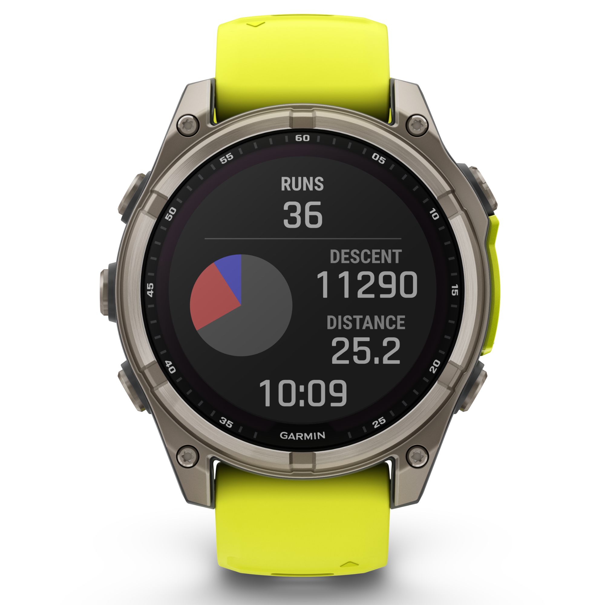 Montre Garmin Fénix 8 Sapphire Solar Edition Titane Titanium bracelet silicone jaune/graphite 47 mm