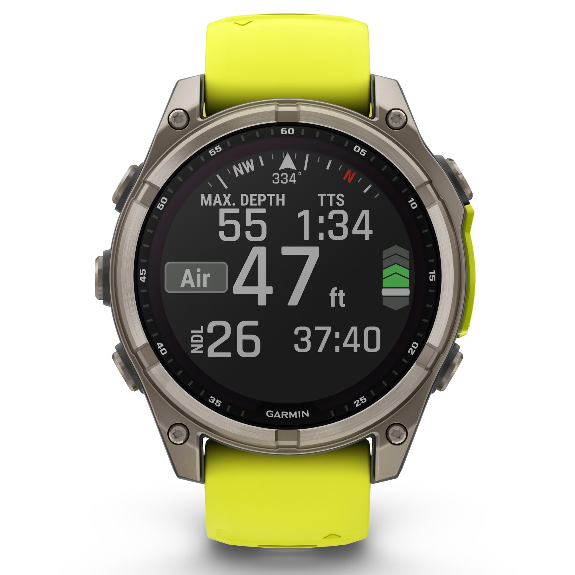 Montre Garmin Fénix 8 Sapphire Solar Edition Titane Titanium bracelet silicone jaune/graphite 47 mm