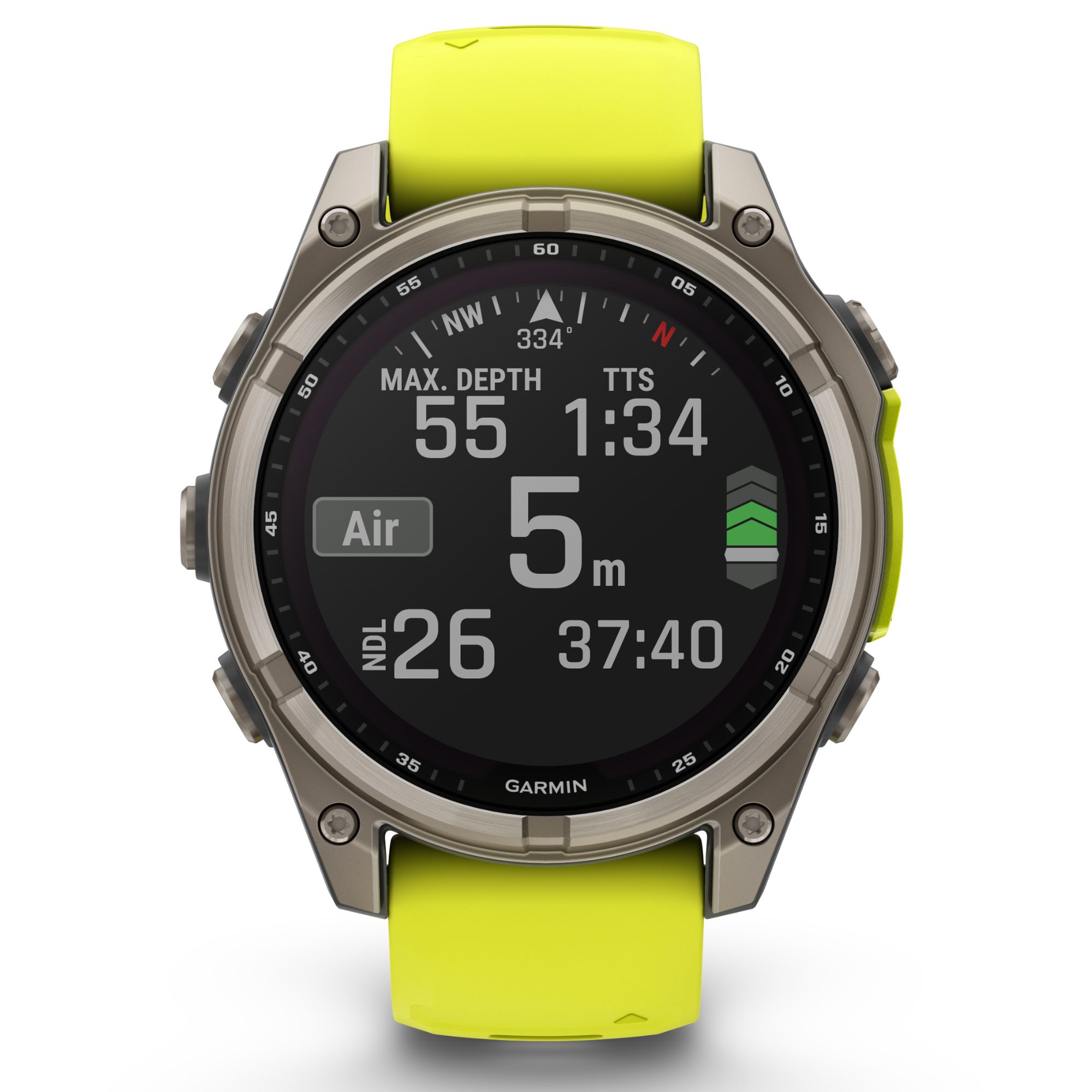 Montre Garmin Fénix 8 Sapphire Solar Edition Titane Titanium bracelet silicone jaune/graphite 47 mm