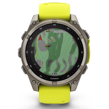 Montre Garmin Fénix 8 Sapphire Solar Edition Titane Titanium bracelet silicone jaune/graphite 47 mm