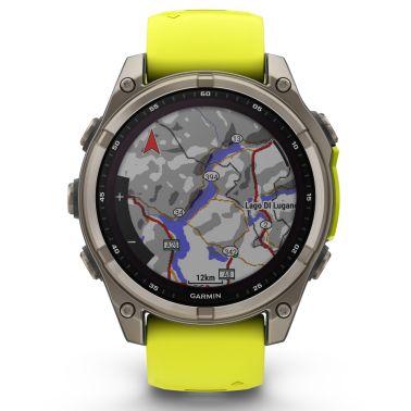 Montre Garmin Fénix 8 Sapphire Solar Edition Titane Titanium bracelet silicone jaune/graphite 47 mm