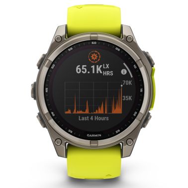 Montre Garmin Fénix 8 Sapphire Solar Edition Titane Titanium bracelet silicone jaune/graphite 47 mm