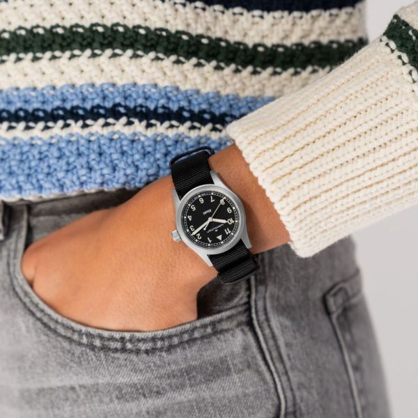 Hamilton Khaki Field quartz watch black dial black NATO strap 38 mm