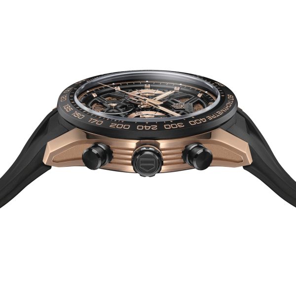 TAG Heuer Carrera Chronographe Extreme Sport Rose Gold automatic watch skeleton dial black rubber strap 44 mm