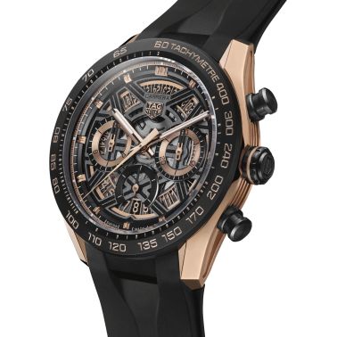 TAG Heuer Carrera Chronographe Extreme Sport Rose Gold automatic watch skeleton dial black rubber strap 44 mm