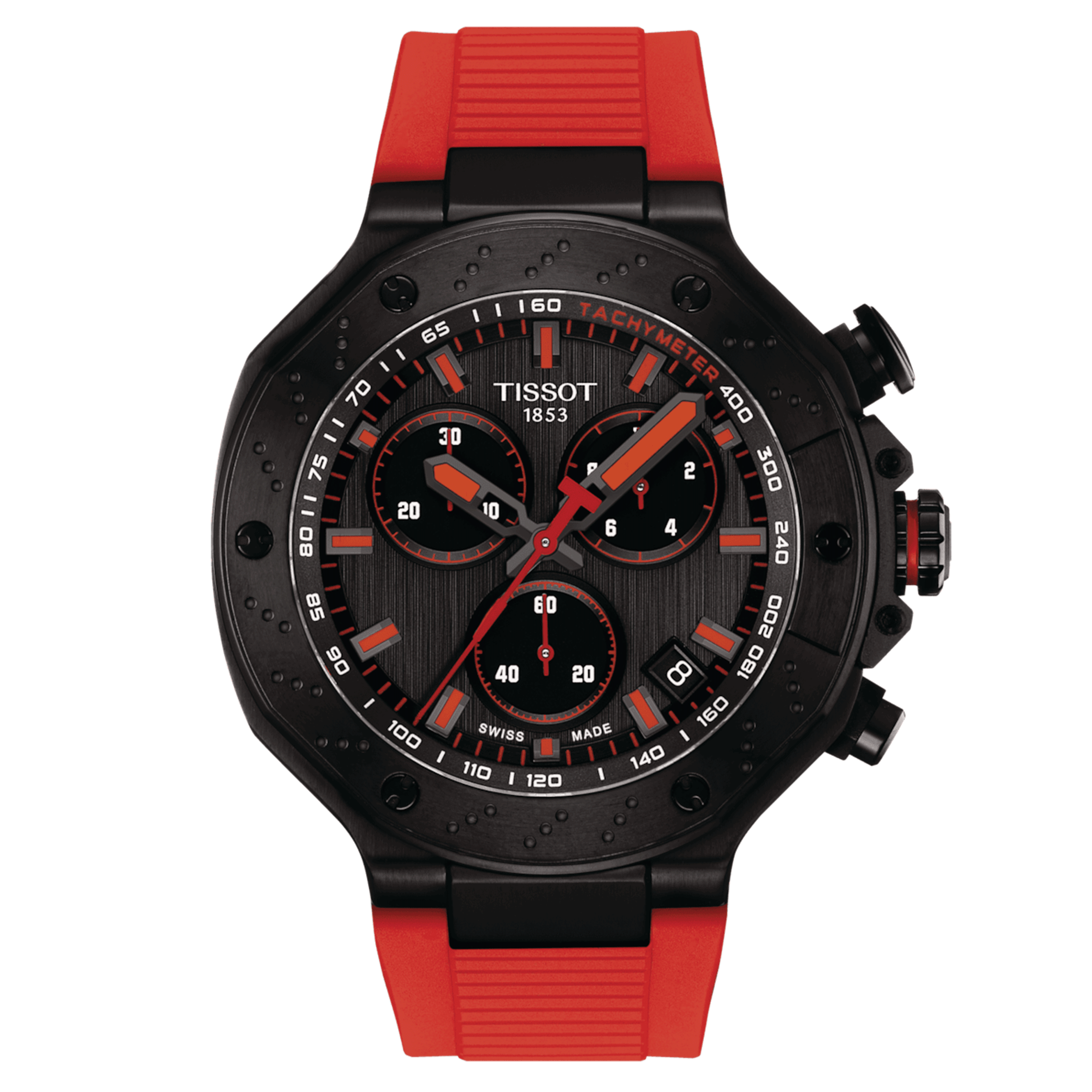 Tissot T-Sport T-Race Chronograph quartz grey dial red silicone strap 45 mm T141.417.37.061.01