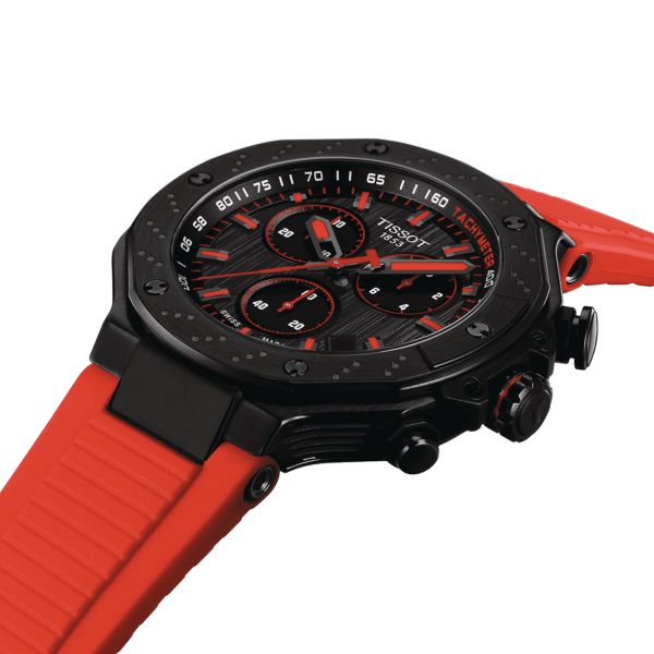 Tissot T-Sport T-Race Chronograph quartz grey dial red silicone strap 45 mm T141.417.37.061.01