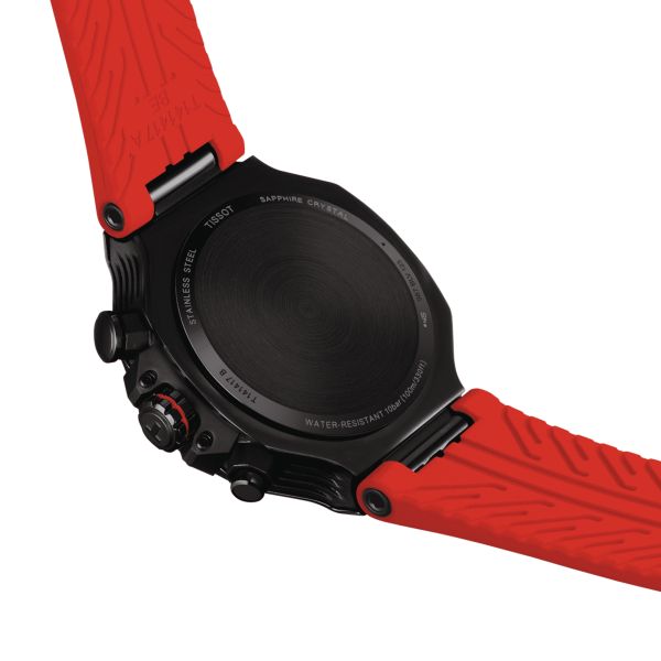 Tissot T-Sport T-Race Chronograph quartz grey dial red silicone strap 45 mm T141.417.37.061.01