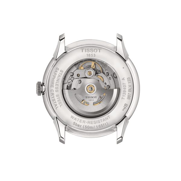 Montre Tissot T-Classic Chemin des Tourelles Powermatic 80 cadran bleu bracelet acier 42 mm T139.407.11.048.00