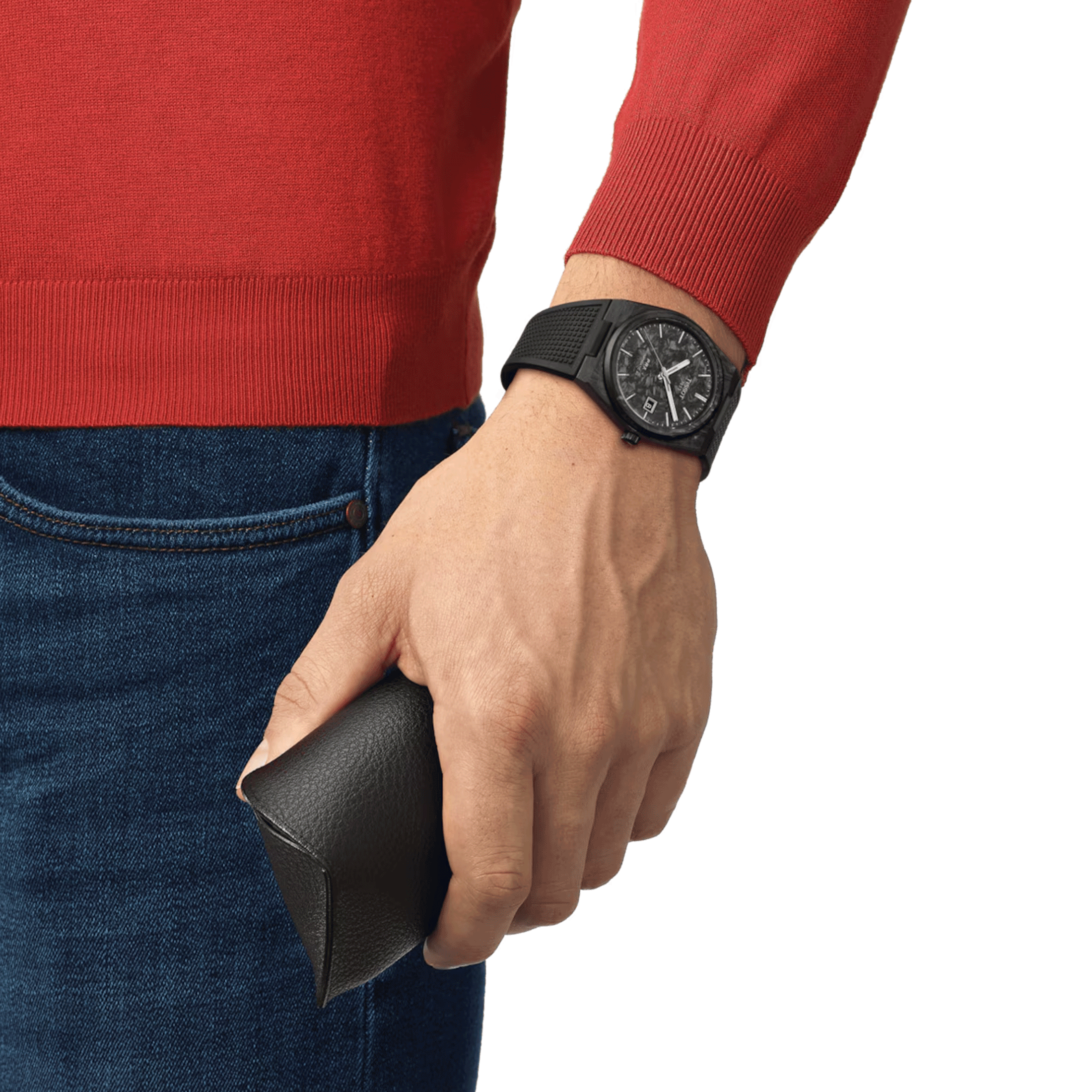 Tissot PRX Powermatic 80 watch black carbon dial black rubber strap 40 mm T137.907.97.201.00