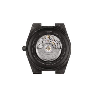 Montre Tissot PRX Powermatic 80 cadran carbone noir bracelet caoutchouc noir 40 mm T137.907.97.201.00
