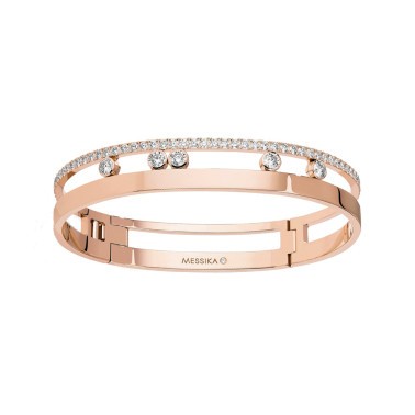 Bangle Messika Move Romane grand modèle en or rose et diamants