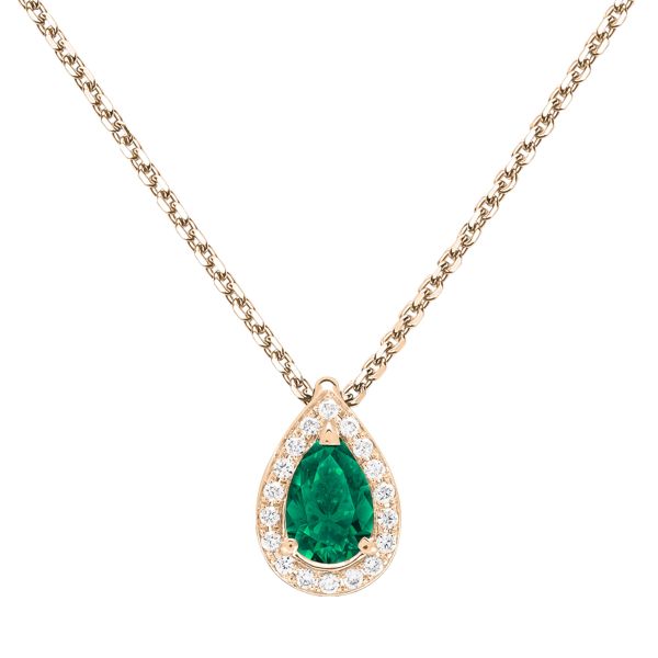 Collier Lepage Marceau en or jaune et émeraude taille poire
