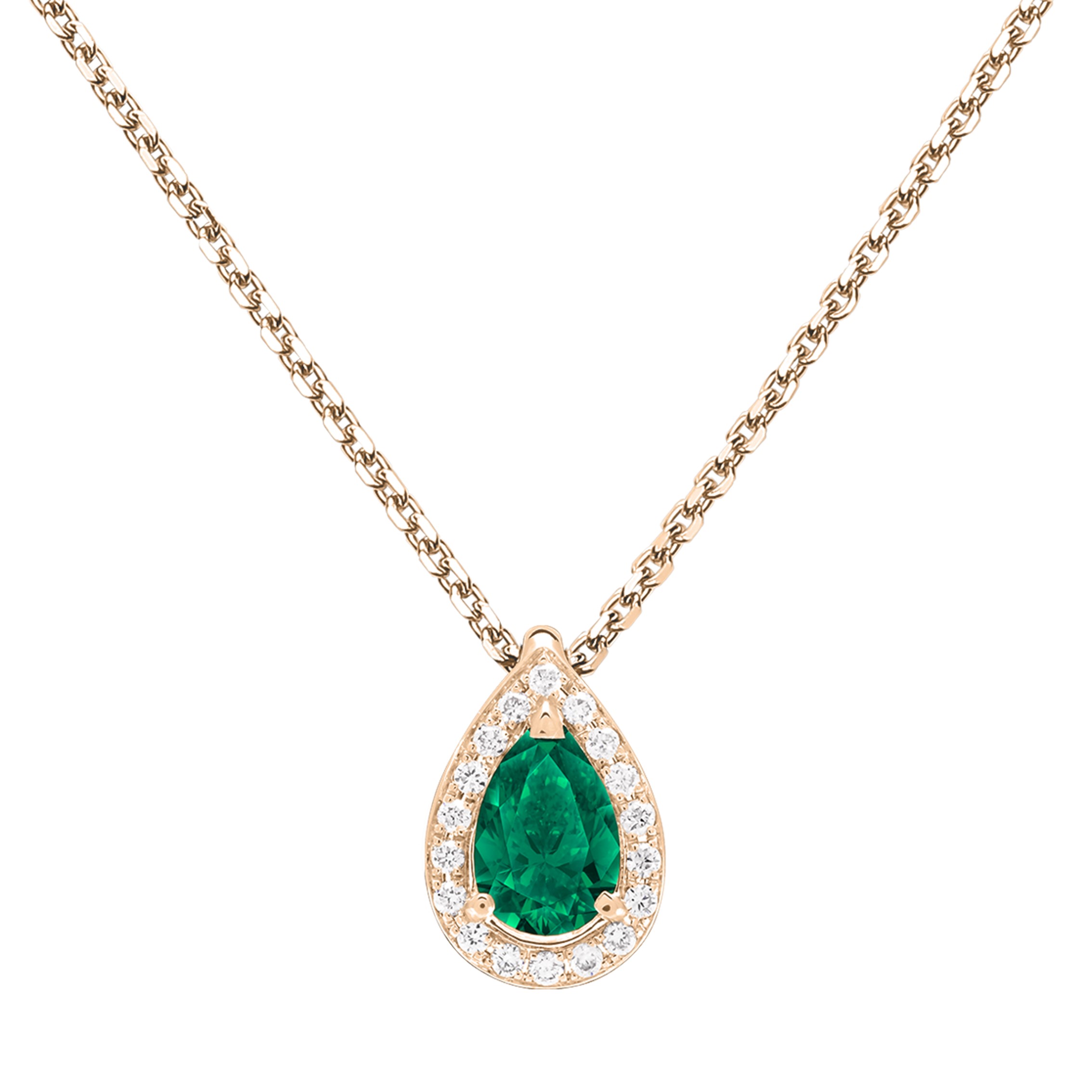 Lepage Marceau necklace in yellow gold and pear-cut emerald