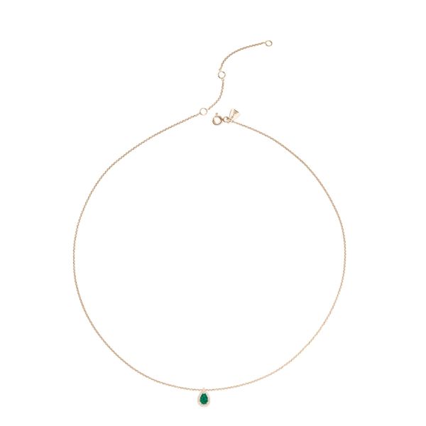 Lepage Marceau necklace in yellow gold and pear-cut emerald
