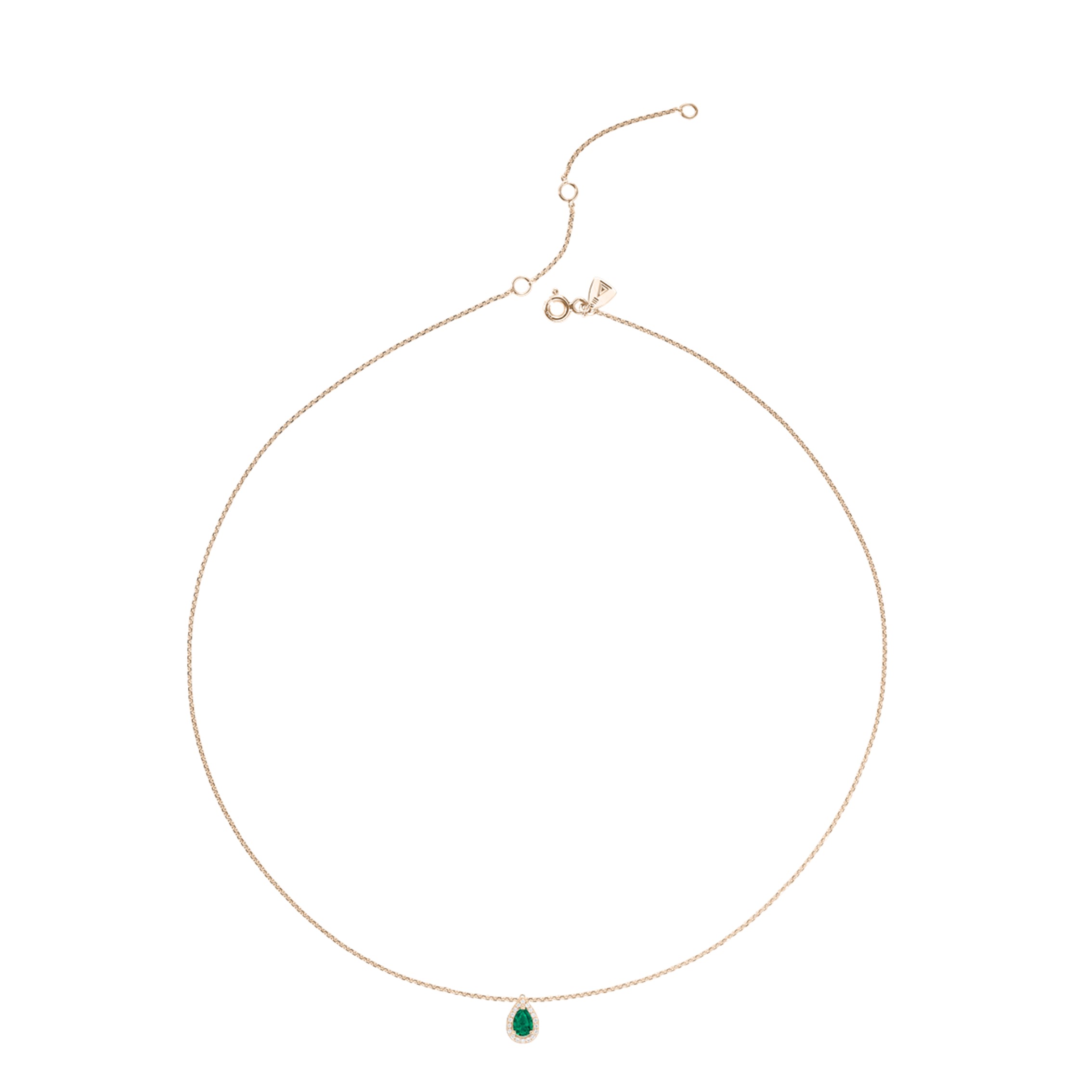 Lepage Marceau necklace in yellow gold and pear-cut emerald