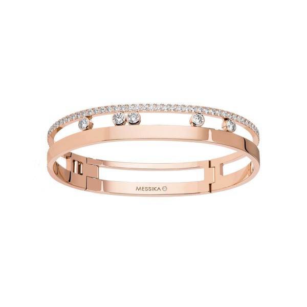 Bangle Messika Move Romane grand modèle en or rose et diamants