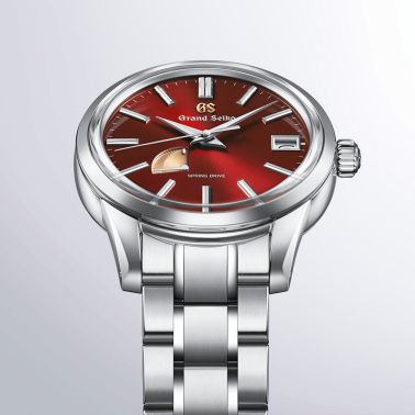 Montre Grand Seiko Elegance Spring Drive "Hotaka Sunrise" cadran rouge bracelet acier 40 mm