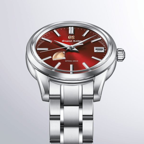 Montre Grand Seiko Elegance Spring Drive "Hotaka Sunrise" cadran rouge bracelet acier 40 mm