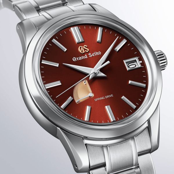 Montre Grand Seiko Elegance Spring Drive "Hotaka Sunrise" cadran rouge bracelet acier 40 mm