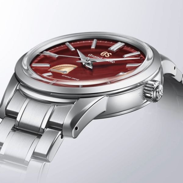 Montre Grand Seiko Elegance Spring Drive "Hotaka Sunrise" cadran rouge bracelet acier 40 mm