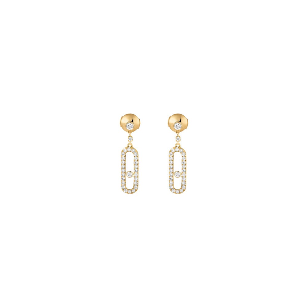 Boucles d’oreilles Messika Move Uno pendantes en or jaune et diamants