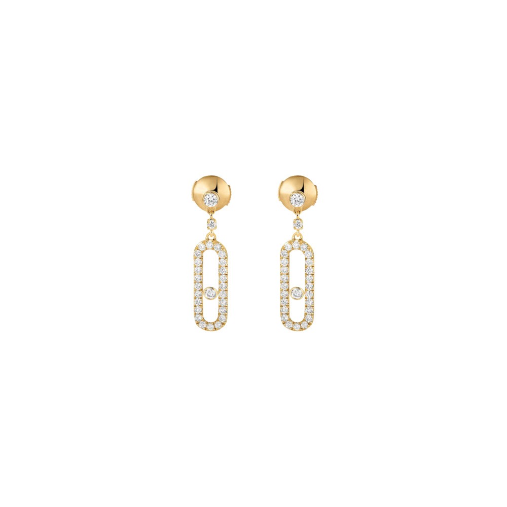 Boucles d’oreilles Messika Move Uno pendantes en or jaune et diamants