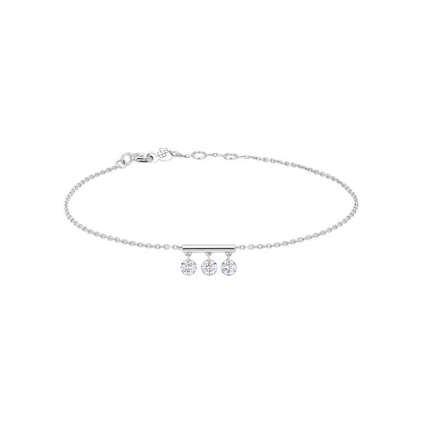 Bracelet La Brune et La Blonde Pampilles en or blanc 3 diamants taille brillant 0,30 carat