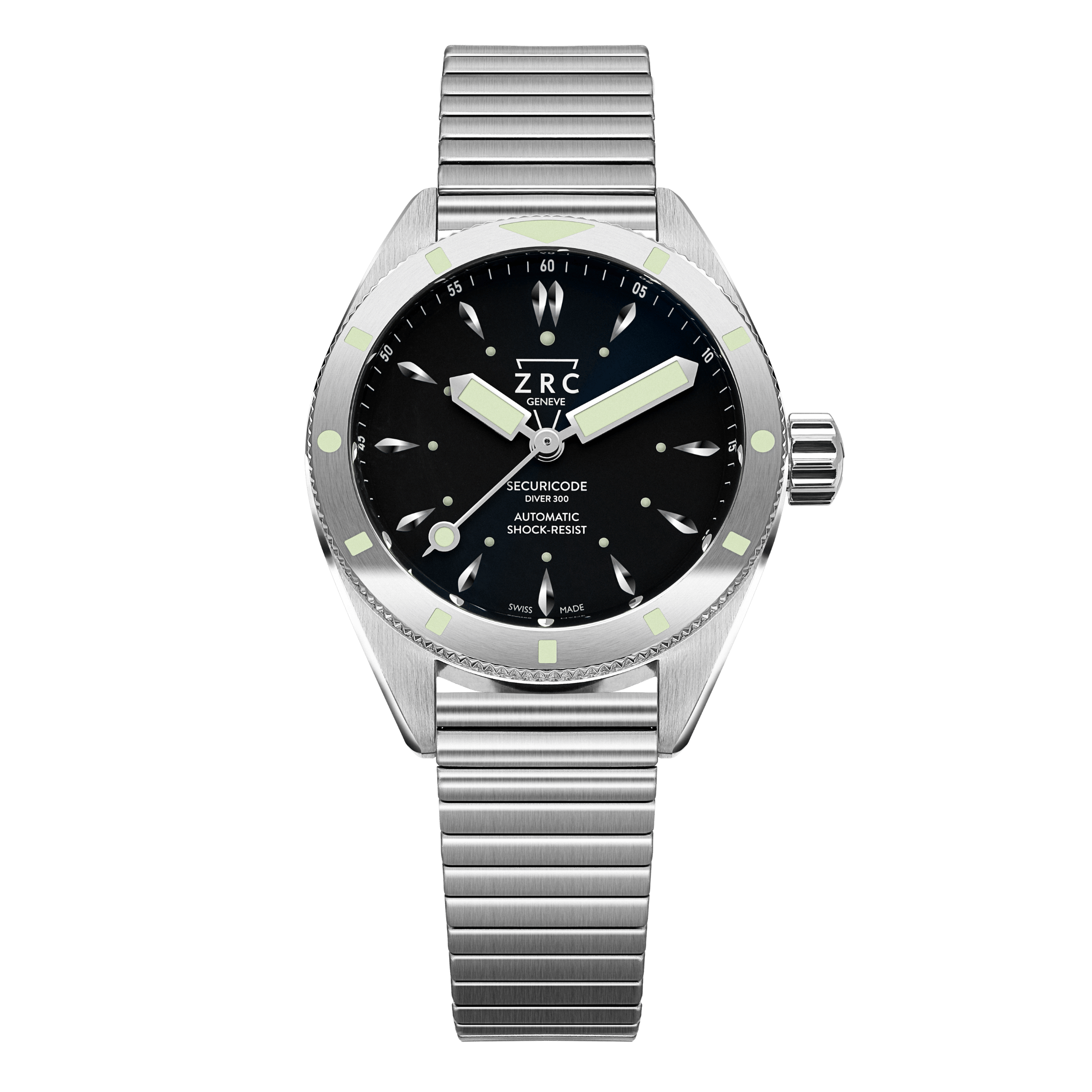 ZRC Securicode Diver 300 automatic black dial steel bracelet 39 mm