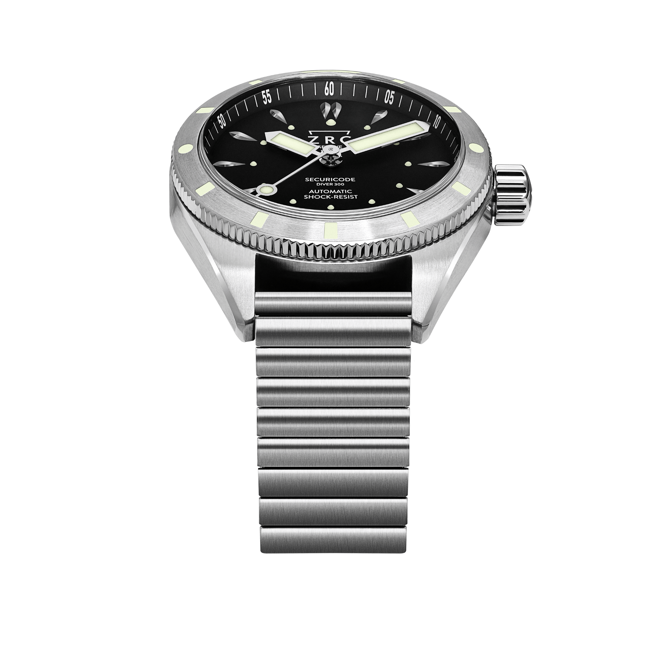 Montre ZRC Securicode Diver 300 automatique cadran noir bracelet acier 39 mm