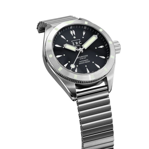 Montre ZRC Securicode Diver 300 automatique cadran noir bracelet acier 39 mm