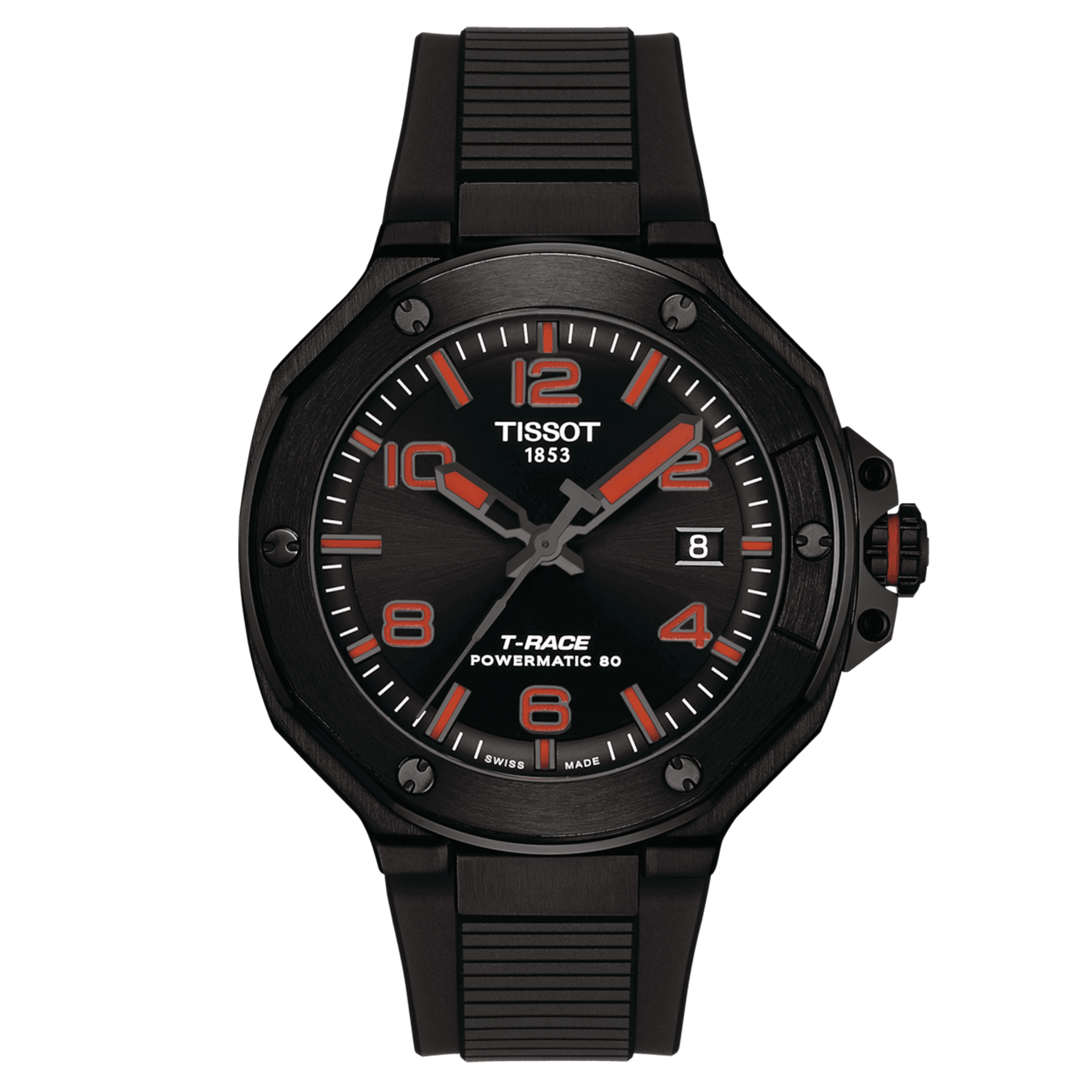 Tissot T-Race PVD Black Powermatic 80 watch black dial black rubber strap 41 mm T141.807.37.057.00